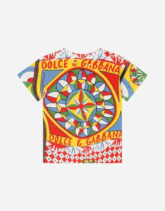 Dolce and Gabbana Topwear Children Carrettoprint Jersey Tshirt Red Dolce and Gabbana Topwear Children Carrettoprint Jersey Tshirt Red