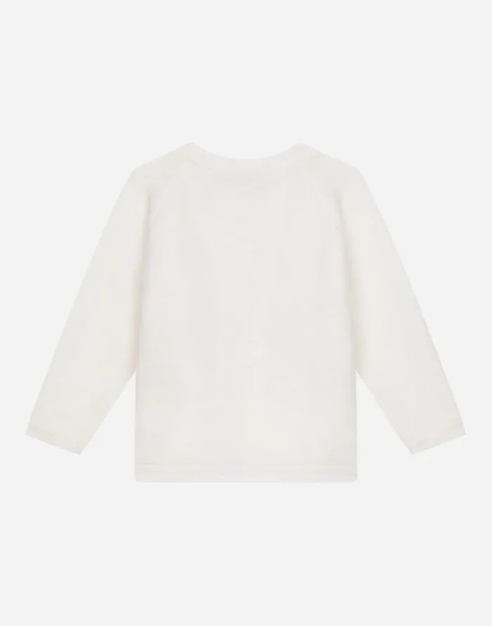 Dolce and Gabbana Topwear Children Roundneck Sweater With DG Logo White Dolce and Gabbana Topwear Children Roundneck Sweater With DG Logo White