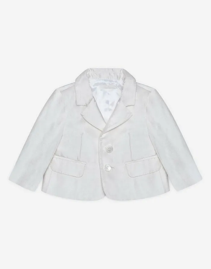 Dolce and Gabbana Topwear Children Singlebreasted Silk Shantung Jacket White