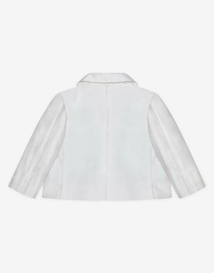 Dolce and Gabbana Topwear Children Singlebreasted Silk Shantung Jacket White Dolce and Gabbana Topwear Children Singlebreasted Silk Shantung Jacket White