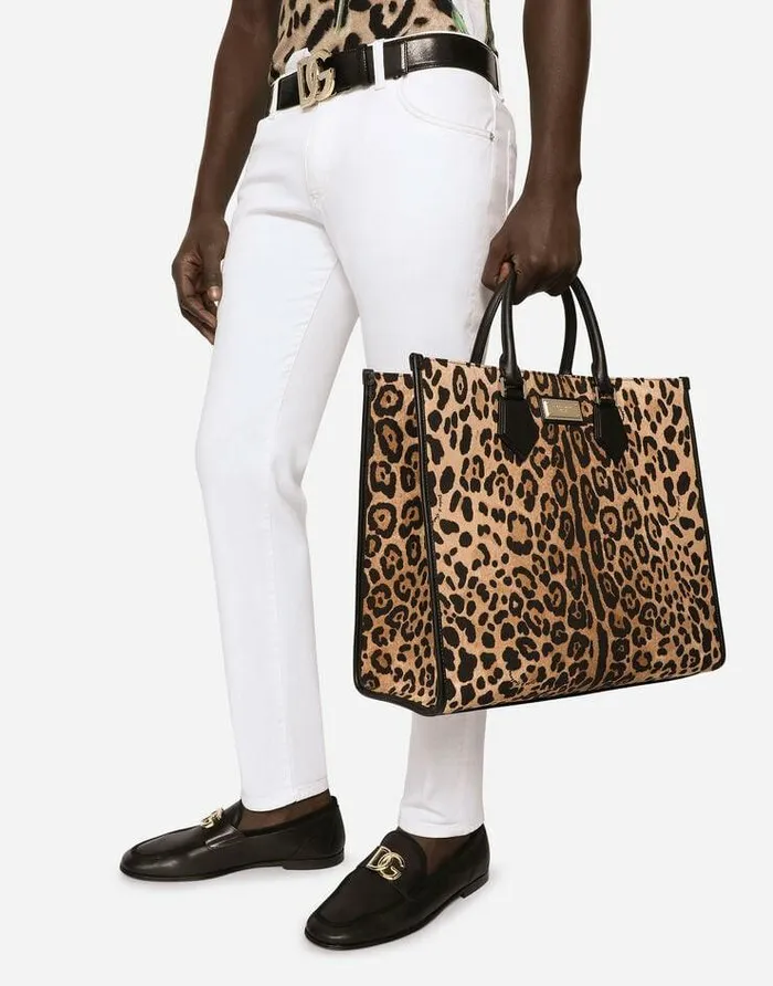 Dolce and Gabbana Totes WomenMen Leopardprint Canvas Shopper With Calfskin Nappa Details Multicolor Dolce and Gabbana Totes WomenMen Leopardprint Canvas Shopper With Calfskin Nappa Details Multicolor