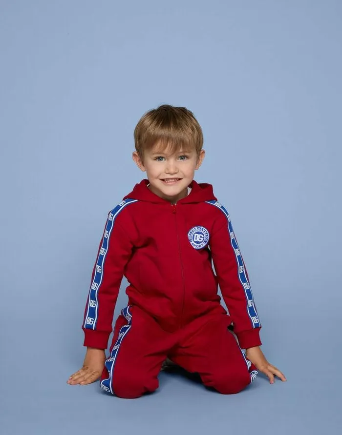 Dolce and Gabbana Trousers And Shorts Children Jersey Jogging Pants With DG Logo Band Red Dolce and Gabbana Trousers And Shorts Children Jersey Jogging Pants With DG Logo Band Red