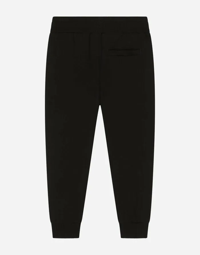 Dolce and Gabbana Trousers And Shorts Children Jersey Jogging Pants With DG Logo Embroidery Black Dolce and Gabbana Trousers And Shorts Children Jersey Jogging Pants With DG Logo Embroidery Black