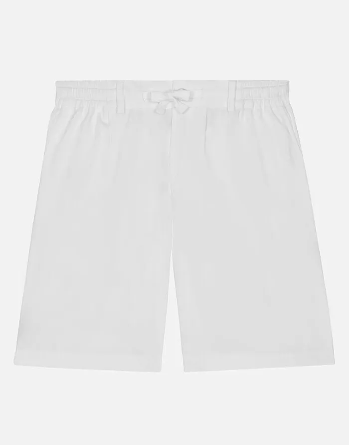 Dolce and Gabbana Trousers And Shorts Children Stretch Poplin Shorts With Logo Tag White Dolce and Gabbana Trousers And Shorts Children Stretch Poplin Shorts With Logo Tag White