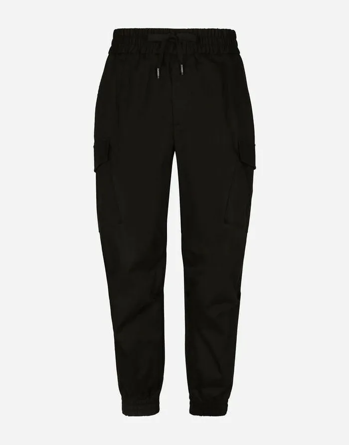 Dolce and Gabbana Trousers And Shorts Men Cotton Cargo Pants With Branded Tag Black Dolce and Gabbana Trousers And Shorts Men Cotton Cargo Pants With Branded Tag Black