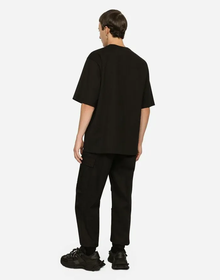 Dolce and Gabbana Trousers And Shorts Men Cotton Cargo Pants With Branded Tag Black Dolce and Gabbana Trousers And Shorts Men Cotton Cargo Pants With Branded Tag Black