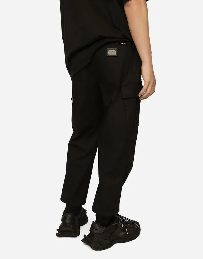 Dolce and Gabbana Trousers And Shorts Men Cotton Cargo Pants With Branded Tag Black Dolce and Gabbana Trousers And Shorts Men Cotton Cargo Pants With Branded Tag Black