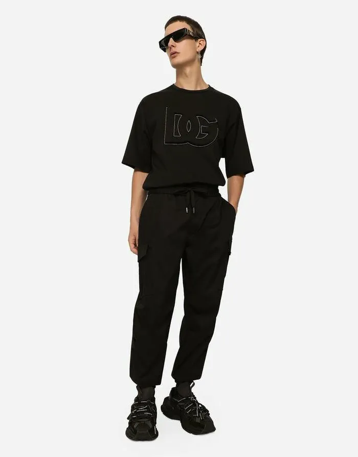 Dolce and Gabbana Trousers And Shorts Men Cotton Cargo Pants With Branded Tag Black Dolce and Gabbana Trousers And Shorts Men Cotton Cargo Pants With Branded Tag Black