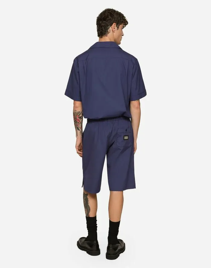 Dolce and Gabbana Trousers And Shorts Men Cotton Jogging Shorts With Logo Tag Blue Dolce and Gabbana Trousers And Shorts Men Cotton Jogging Shorts With Logo Tag Blue