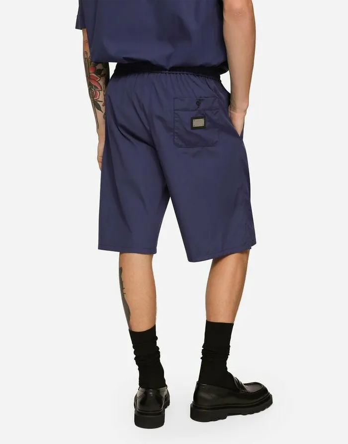 Dolce and Gabbana Trousers And Shorts Men Cotton Jogging Shorts With Logo Tag Blue Dolce and Gabbana Trousers And Shorts Men Cotton Jogging Shorts With Logo Tag Blue