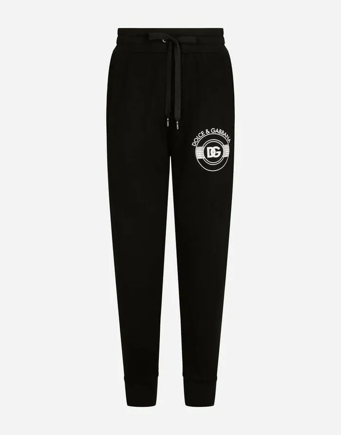 Dolce and Gabbana Trousers And Shorts Men Jersey Jogging Pants With DG Logo Print Black Dolce and Gabbana Trousers And Shorts Men Jersey Jogging Pants With DG Logo Print Black