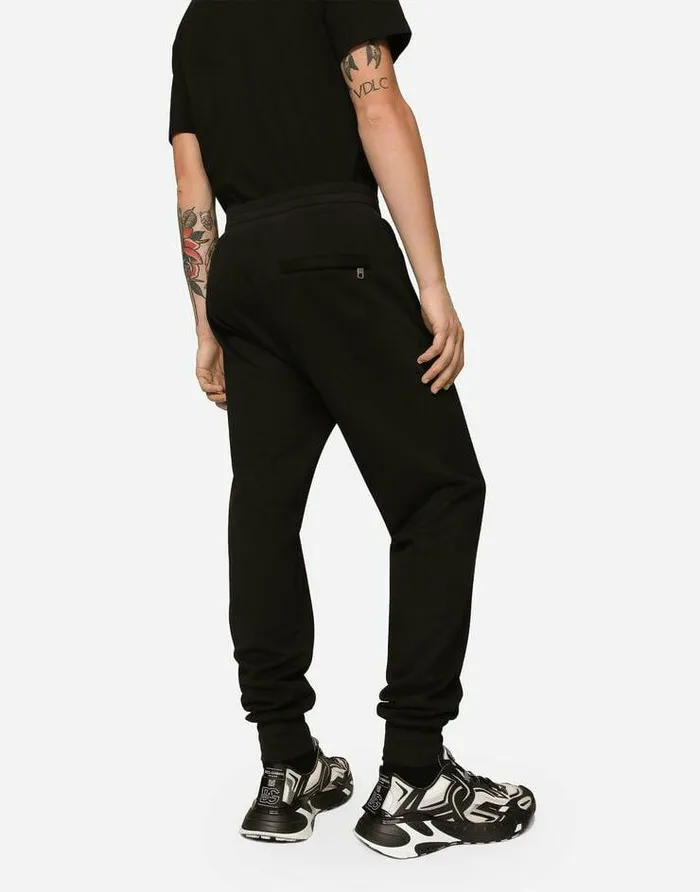 Dolce and Gabbana Trousers And Shorts Men Jersey Jogging Pants With DG Logo Print Black Dolce and Gabbana Trousers And Shorts Men Jersey Jogging Pants With DG Logo Print Black