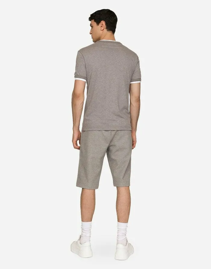 Dolce and Gabbana Trousers And Shorts Men Jersey Jogging Shorts With Embroidery Grey Dolce and Gabbana Trousers And Shorts Men Jersey Jogging Shorts With Embroidery Grey