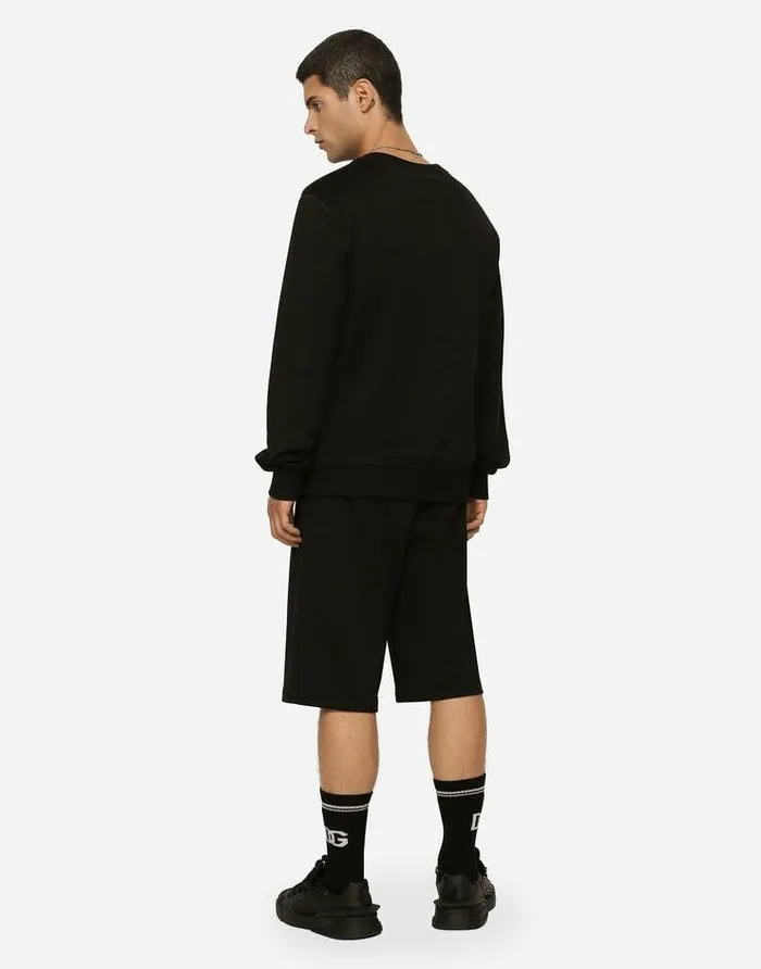 Dolce and Gabbana Trousers And Shorts Men Jersey Jogging Shorts With Logo Tag Black Dolce and Gabbana Trousers And Shorts Men Jersey Jogging Shorts With Logo Tag Black