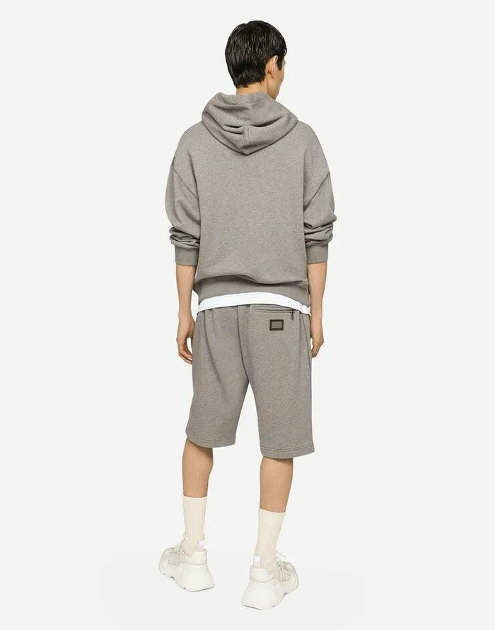 Dolce and Gabbana Trousers And Shorts Men Jersey Jogging Shorts With Logo Tag Grey Dolce and Gabbana Trousers And Shorts Men Jersey Jogging Shorts With Logo Tag Grey