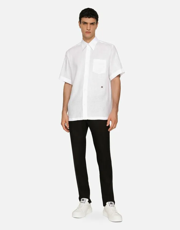 Dolce and Gabbana Trousers And Shorts Men Linen Pants Black Dolce and Gabbana Trousers And Shorts Men Linen Pants Black