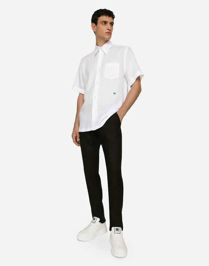 Dolce and Gabbana Trousers And Shorts Men Linen Pants Black Dolce and Gabbana Trousers And Shorts Men Linen Pants Black