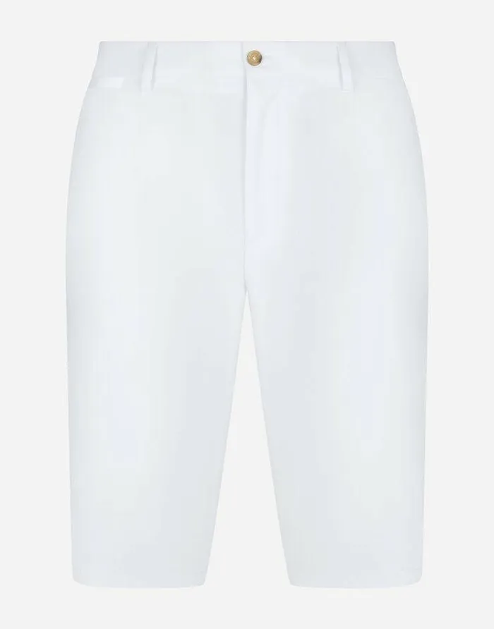 Dolce and Gabbana Trousers And Shorts Men Stretch Cotton Shorts With DG Embroidery White Dolce and Gabbana Trousers And Shorts Men Stretch Cotton Shorts With DG Embroidery White