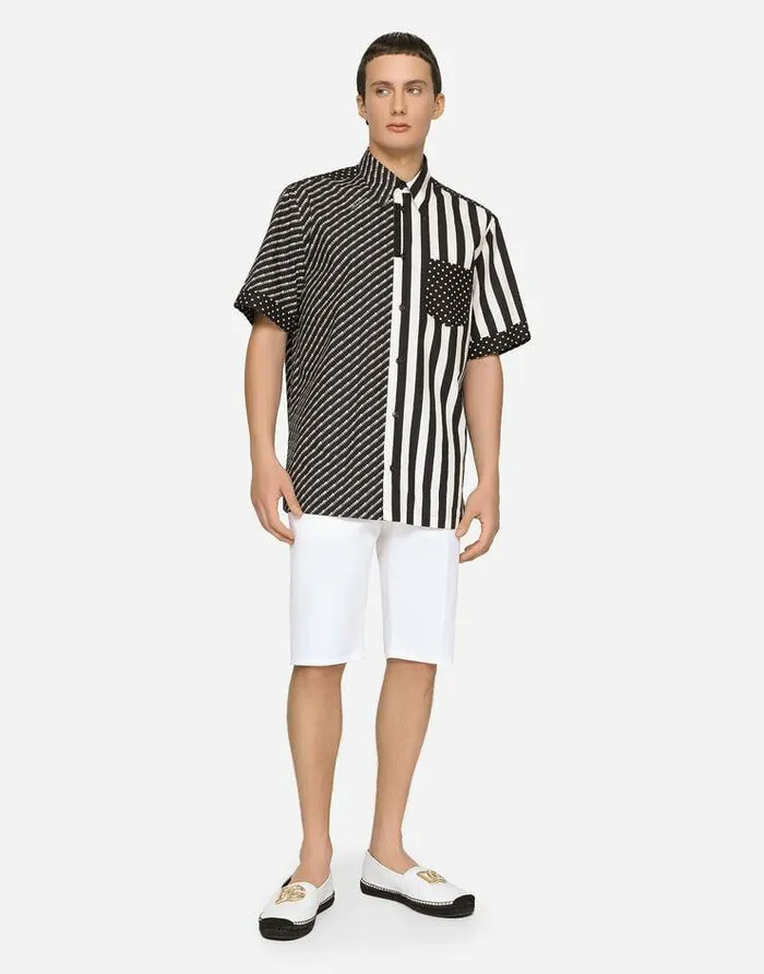 Dolce and Gabbana Trousers And Shorts Men Stretch Cotton Shorts With DG Embroidery White Dolce and Gabbana Trousers And Shorts Men Stretch Cotton Shorts With DG Embroidery White