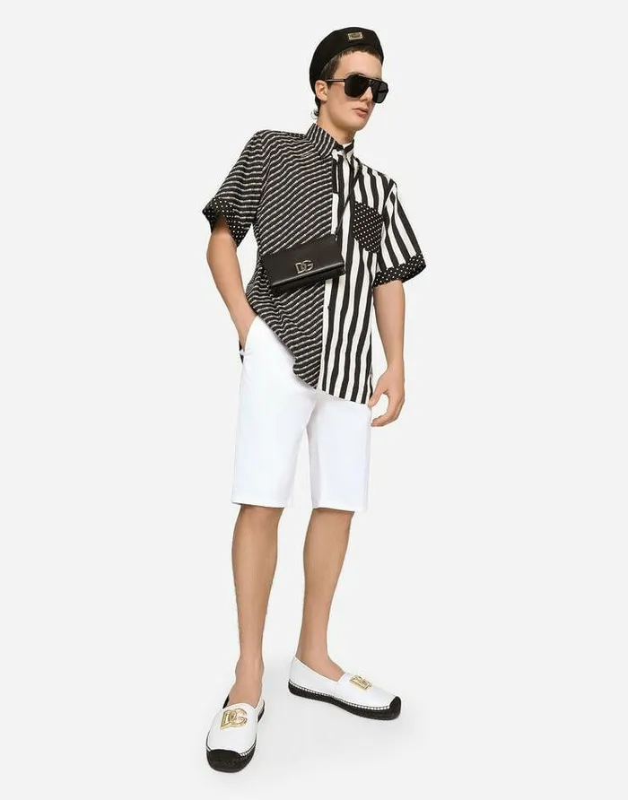 Dolce and Gabbana Trousers And Shorts Men Stretch Cotton Shorts With DG Embroidery White Dolce and Gabbana Trousers And Shorts Men Stretch Cotton Shorts With DG Embroidery White