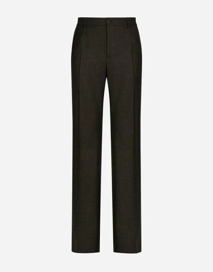 Dolce and Gabbana Trousers And Shorts Men Stretch Flannel Straightleg Pants Grey Dolce and Gabbana Trousers And Shorts Men Stretch Flannel Straightleg Pants Grey