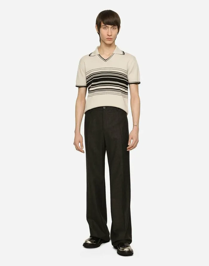 Dolce and Gabbana Trousers And Shorts Men Stretch Flannel Straightleg Pants Grey Dolce and Gabbana Trousers And Shorts Men Stretch Flannel Straightleg Pants Grey