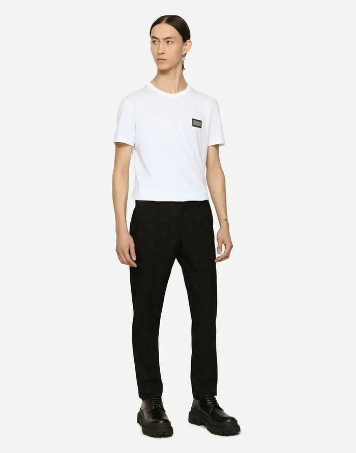 Dolce and Gabbana Trousers And Shorts Men Stretch Wool Jacquard Pants With DG Monogram Design Black Dolce and Gabbana Trousers And Shorts Men Stretch Wool Jacquard Pants With DG Monogram Design Black