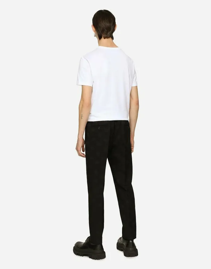 Dolce and Gabbana Trousers And Shorts Men Stretch Wool Jacquard Pants With DG Monogram Design Black Dolce and Gabbana Trousers And Shorts Men Stretch Wool Jacquard Pants With DG Monogram Design Black