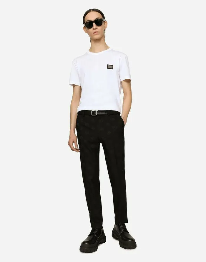 Dolce and Gabbana Trousers And Shorts Men Stretch Wool Jacquard Pants With DG Monogram Design Black Dolce and Gabbana Trousers And Shorts Men Stretch Wool Jacquard Pants With DG Monogram Design Black