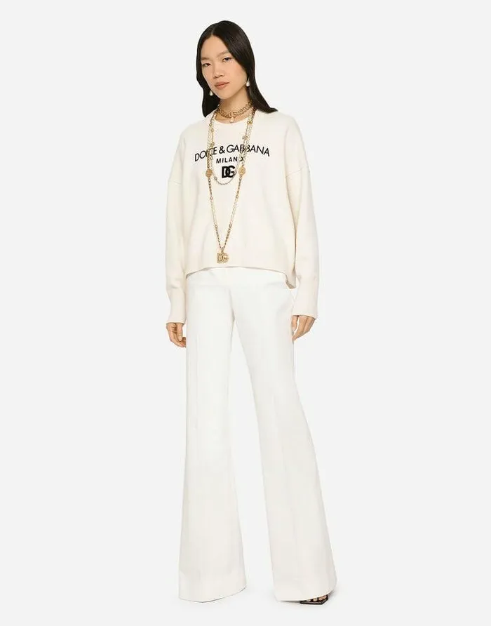 Dolce and Gabbana Trousers And Shorts Women Flared Drill Pants White Dolce and Gabbana Trousers And Shorts Women Flared Drill Pants White