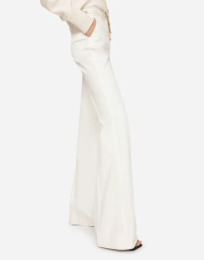 Dolce and Gabbana Trousers And Shorts Women Flared Drill Pants White Dolce and Gabbana Trousers And Shorts Women Flared Drill Pants White