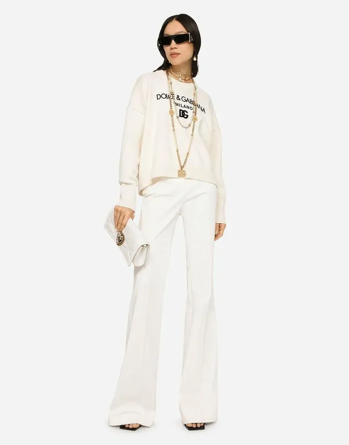 Dolce and Gabbana Trousers And Shorts Women Flared Drill Pants White Dolce and Gabbana Trousers And Shorts Women Flared Drill Pants White