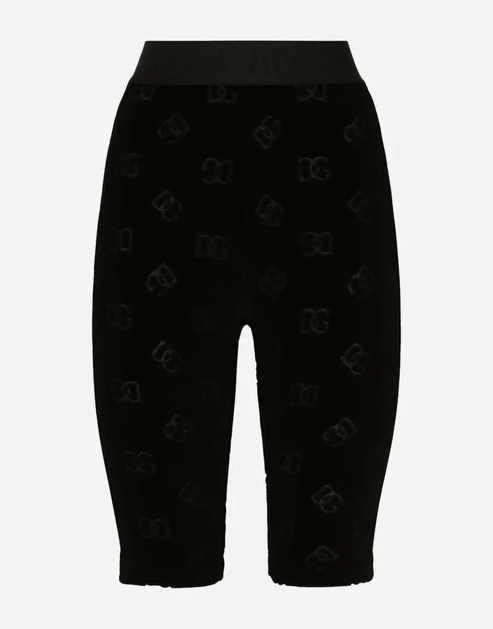 Dolce and Gabbana Trousers And Shorts Women Flocked Jersey Cycling Shorts With Allover DG Logo Black Dolce and Gabbana Trousers And Shorts Women Flocked Jersey Cycling Shorts With Allover DG Logo Black