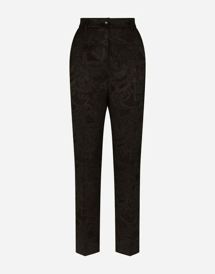 Dolce and Gabbana Trousers And Shorts Women Floral Jacquard Pants Black