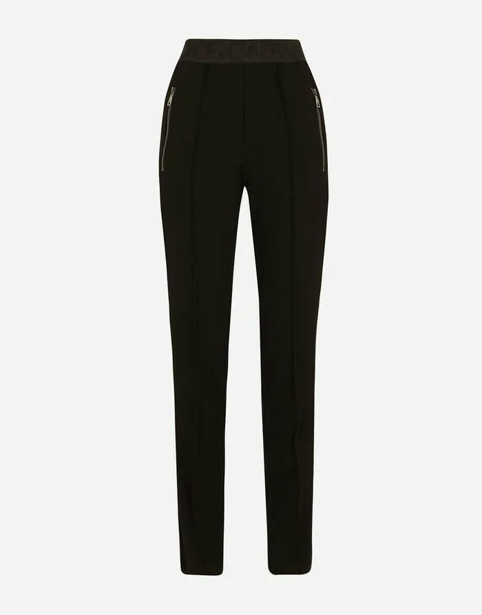 Dolce and Gabbana Trousers And Shorts Women Jersey Pants With Branded Elastic Black Dolce and Gabbana Trousers And Shorts Women Jersey Pants With Branded Elastic Black