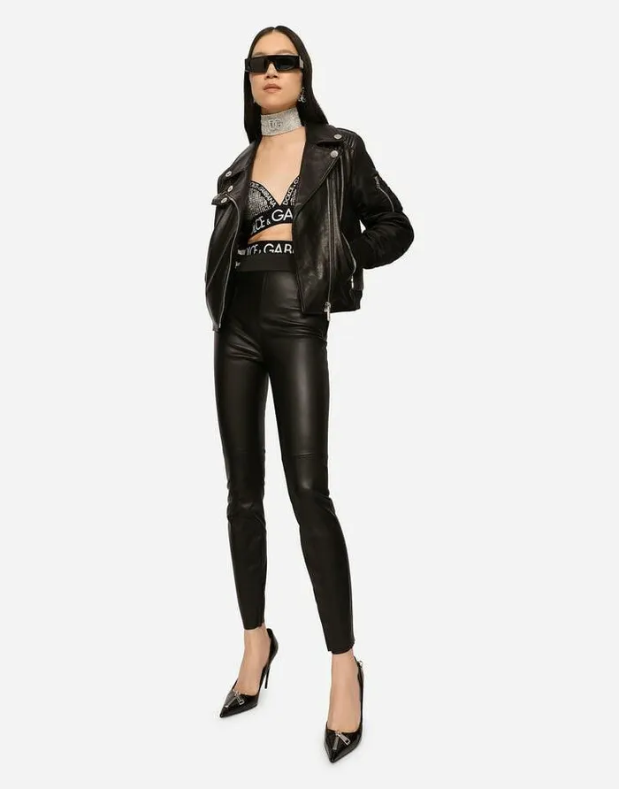 Dolce and Gabbana Trousers And Shorts Women Leather Pants Black Dolce and Gabbana Trousers And Shorts Women Leather Pants Black