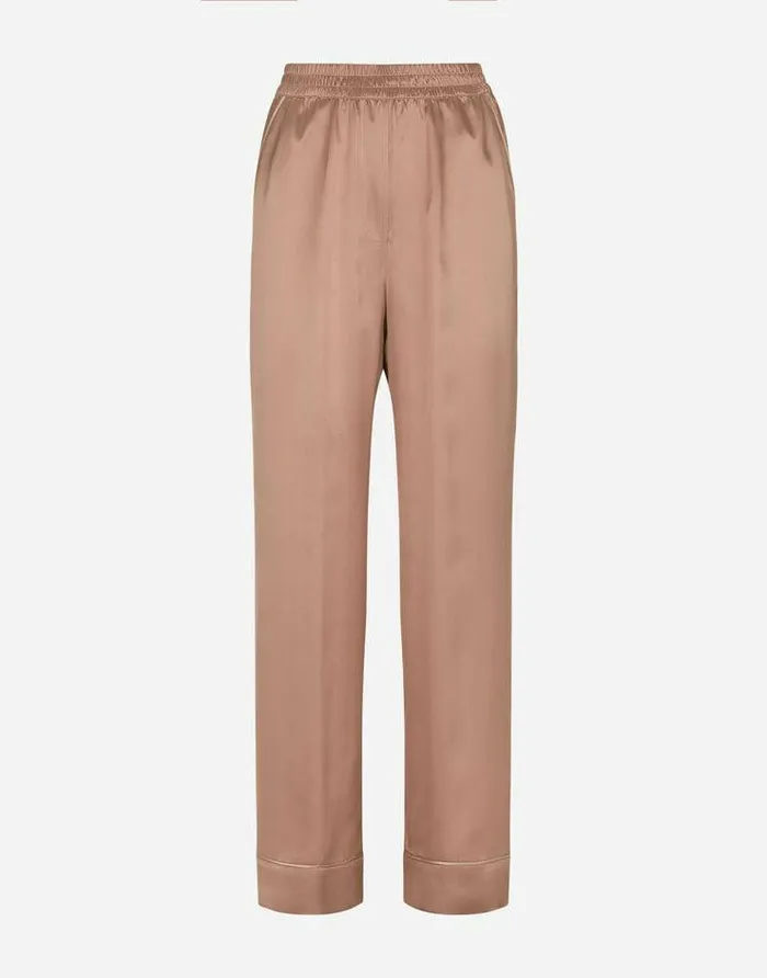 Dolce and Gabbana Trousers And Shorts Women Satin Pajama Pants With Piping Brown Dolce and Gabbana Trousers And Shorts Women Satin Pajama Pants With Piping Brown