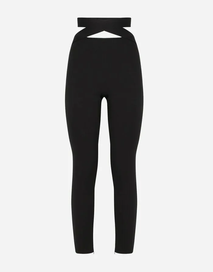 Dolce and Gabbana Trousers And Shorts Women Viscose Pants With Strap Detail Black Dolce and Gabbana Trousers And Shorts Women Viscose Pants With Strap Detail Black