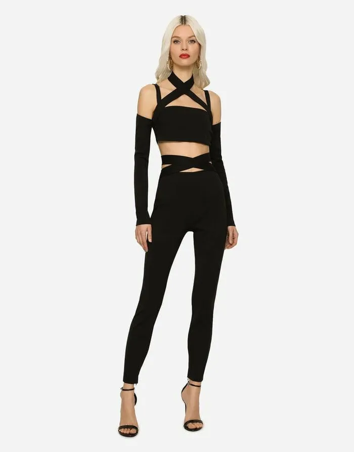 Dolce and Gabbana Trousers And Shorts Women Viscose Pants With Strap Detail Black Dolce and Gabbana Trousers And Shorts Women Viscose Pants With Strap Detail Black