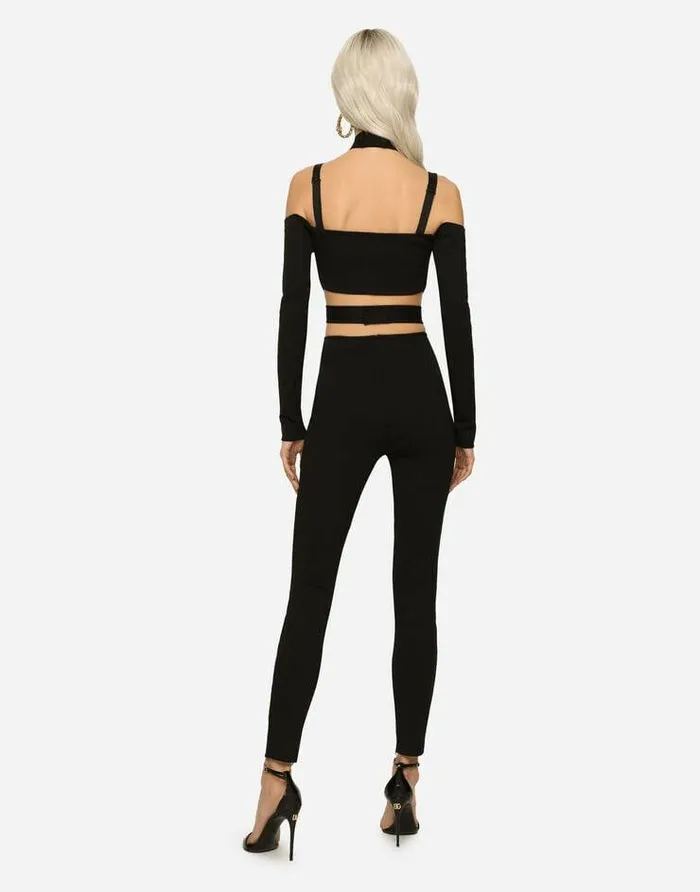 Dolce and Gabbana Trousers And Shorts Women Viscose Pants With Strap Detail Black Dolce and Gabbana Trousers And Shorts Women Viscose Pants With Strap Detail Black