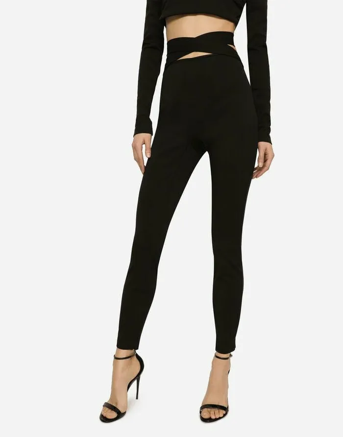 Dolce and Gabbana Trousers And Shorts Women Viscose Pants With Strap Detail Black Dolce and Gabbana Trousers And Shorts Women Viscose Pants With Strap Detail Black