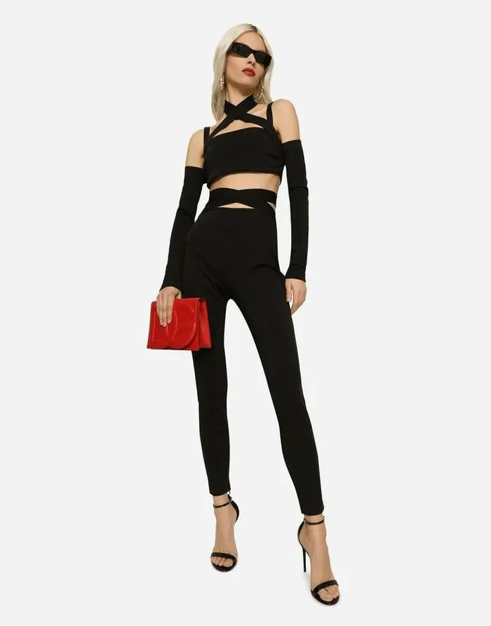 Dolce and Gabbana Trousers And Shorts Women Viscose Pants With Strap Detail Black Dolce and Gabbana Trousers And Shorts Women Viscose Pants With Strap Detail Black