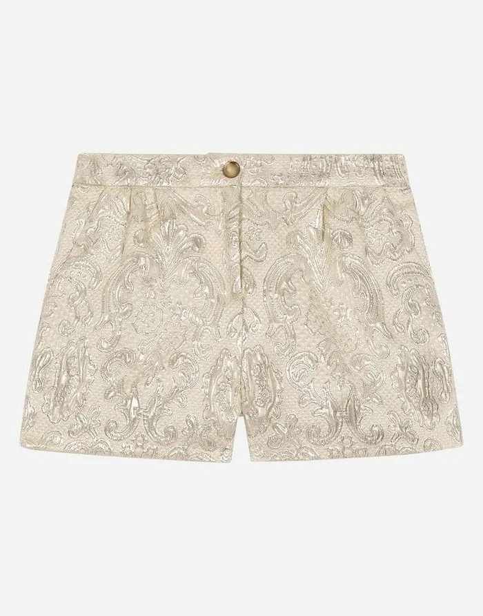 Dolce and Gabbana Trousers And Skirts Children Brocade Shorts Gold