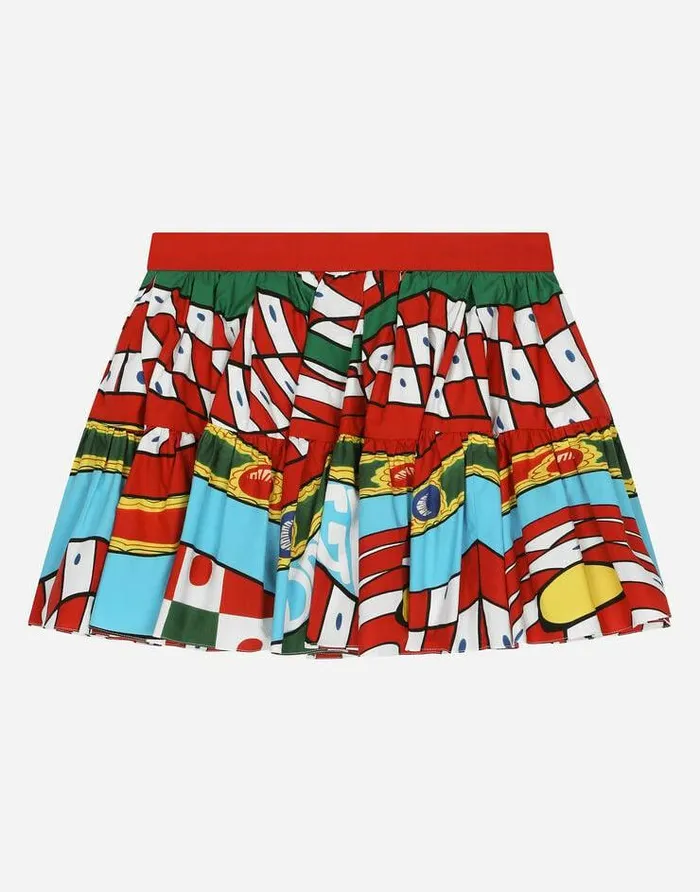 Dolce and Gabbana Trousers And Skirts Children Carrettoprint Poplin Skirt Azure Dolce and Gabbana Trousers And Skirts Children Carrettoprint Poplin Skirt Azure