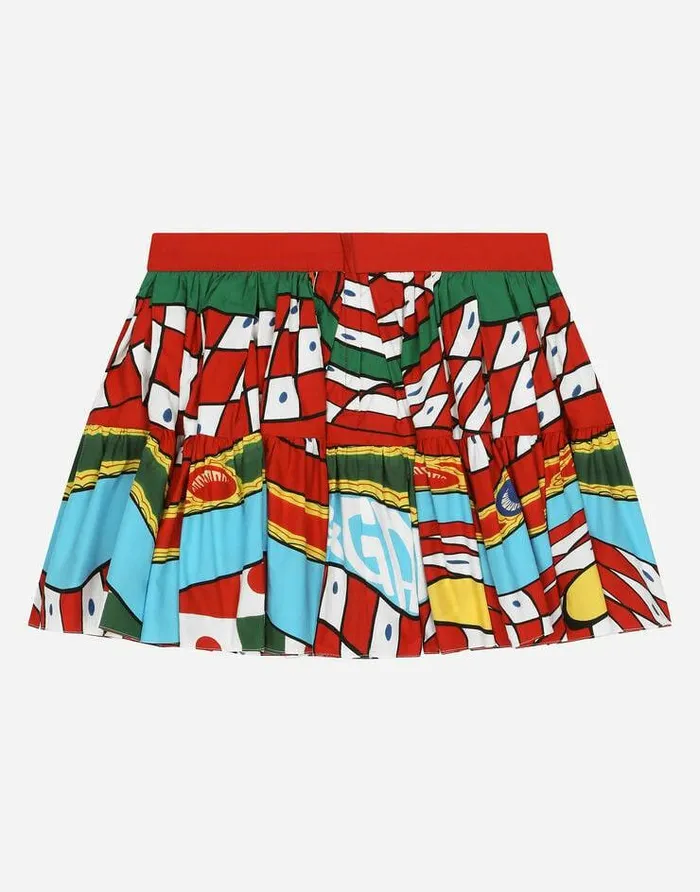 Dolce and Gabbana Trousers And Skirts Children Carrettoprint Poplin Skirt Azure Dolce and Gabbana Trousers And Skirts Children Carrettoprint Poplin Skirt Azure