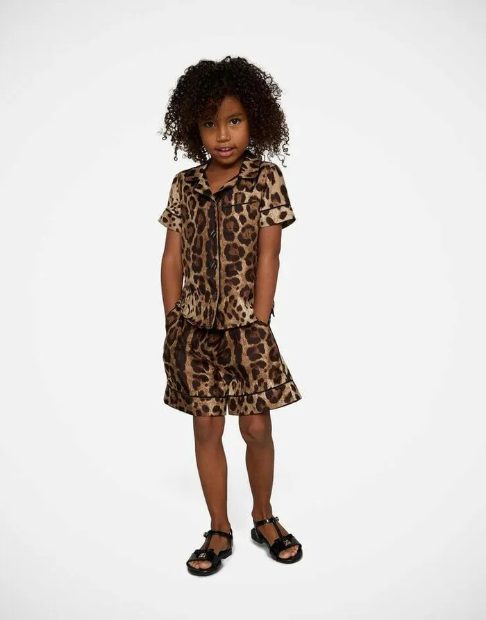 Dolce and Gabbana Trousers And Skirts Children Leopardprint Twill Shorts Animal Print Dolce and Gabbana Trousers And Skirts Children Leopardprint Twill Shorts Animal Print