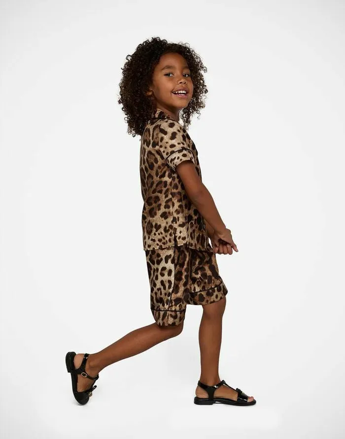 Dolce and Gabbana Trousers And Skirts Children Leopardprint Twill Shorts Animal Print Dolce and Gabbana Trousers And Skirts Children Leopardprint Twill Shorts Animal Print