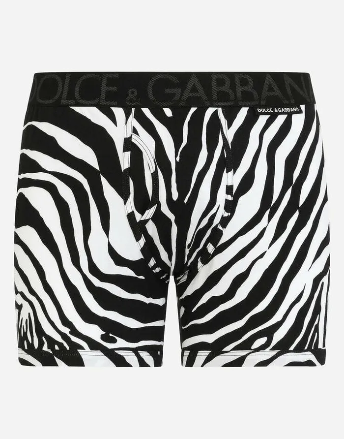 Dolce and Gabbana Underwear And Loungewear Men Longleg Stretch Cotton Boxers With Zebra Print Animal Print Dolce and Gabbana Underwear And Loungewear Men Longleg Stretch Cotton Boxers With Zebra Print Animal Print