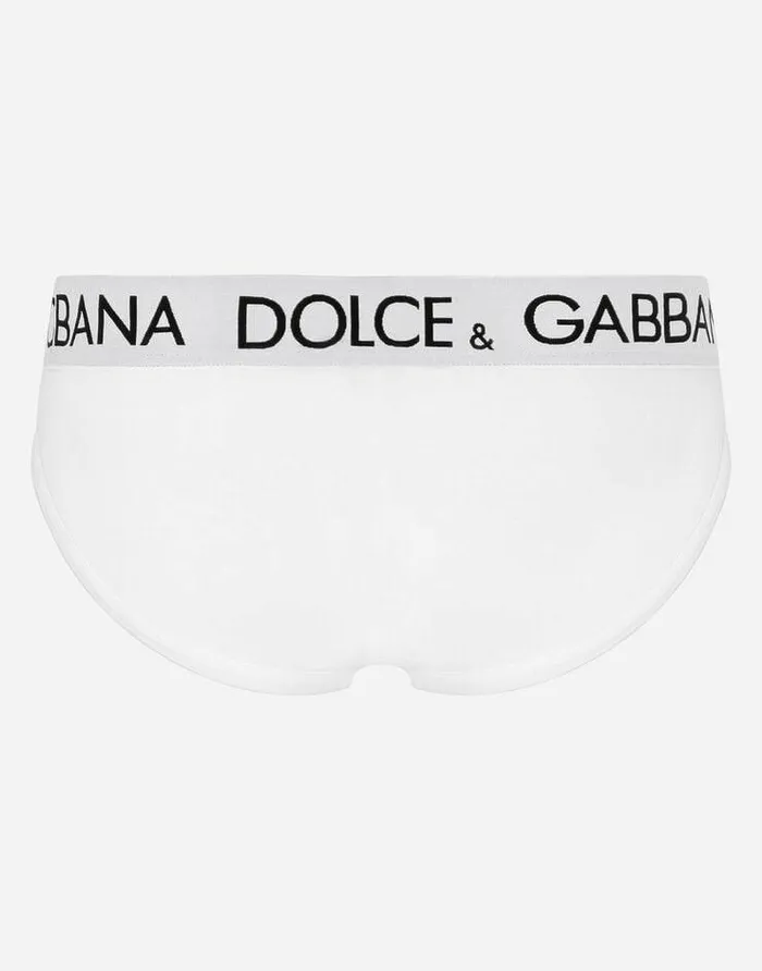Dolce and Gabbana Underwear And Loungewear Men Midrise Briefs In Twoway Stretch Cotton White Dolce and Gabbana Underwear And Loungewear Men Midrise Briefs In Twoway Stretch Cotton White
