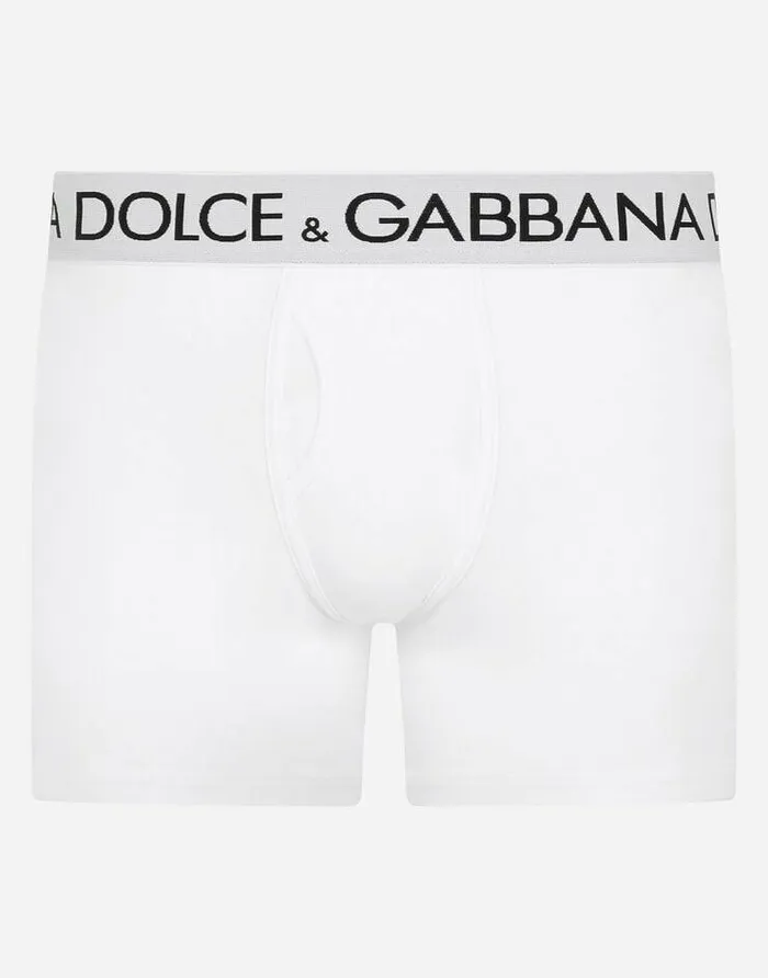 Dolce and Gabbana Underwear And Loungewear Men Twowaystretch Cotton Jersey Longleg Boxers White Dolce and Gabbana Underwear And Loungewear Men Twowaystretch Cotton Jersey Longleg Boxers White